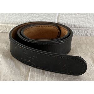 VINTAGE Looper HOOK & LOOP No Buckle Belt BLACK Leather Mens 32
